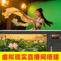 电商带货XR虚拟3d直播间搭建绿幕